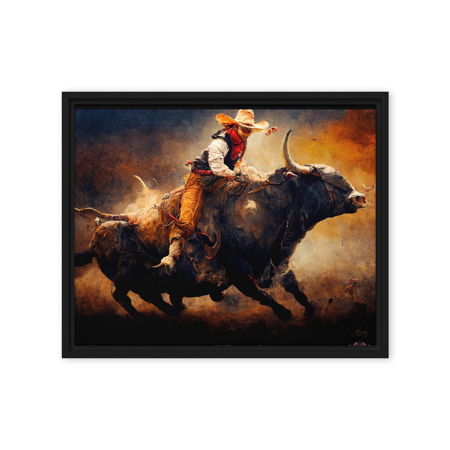 Blazing Bull ~Framed Canvas