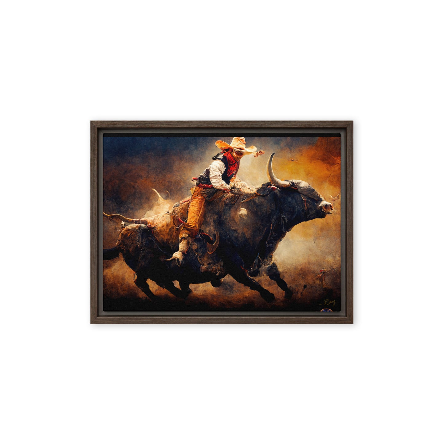 Blazing Bull ~Framed Canvas