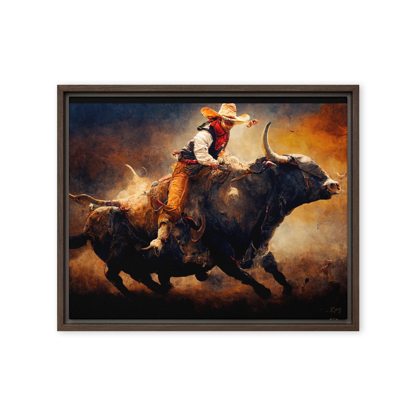 Blazing Bull ~Framed Canvas