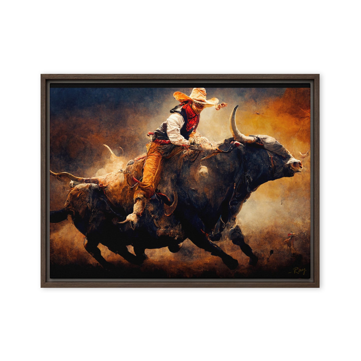 Blazing Bull ~Framed Canvas