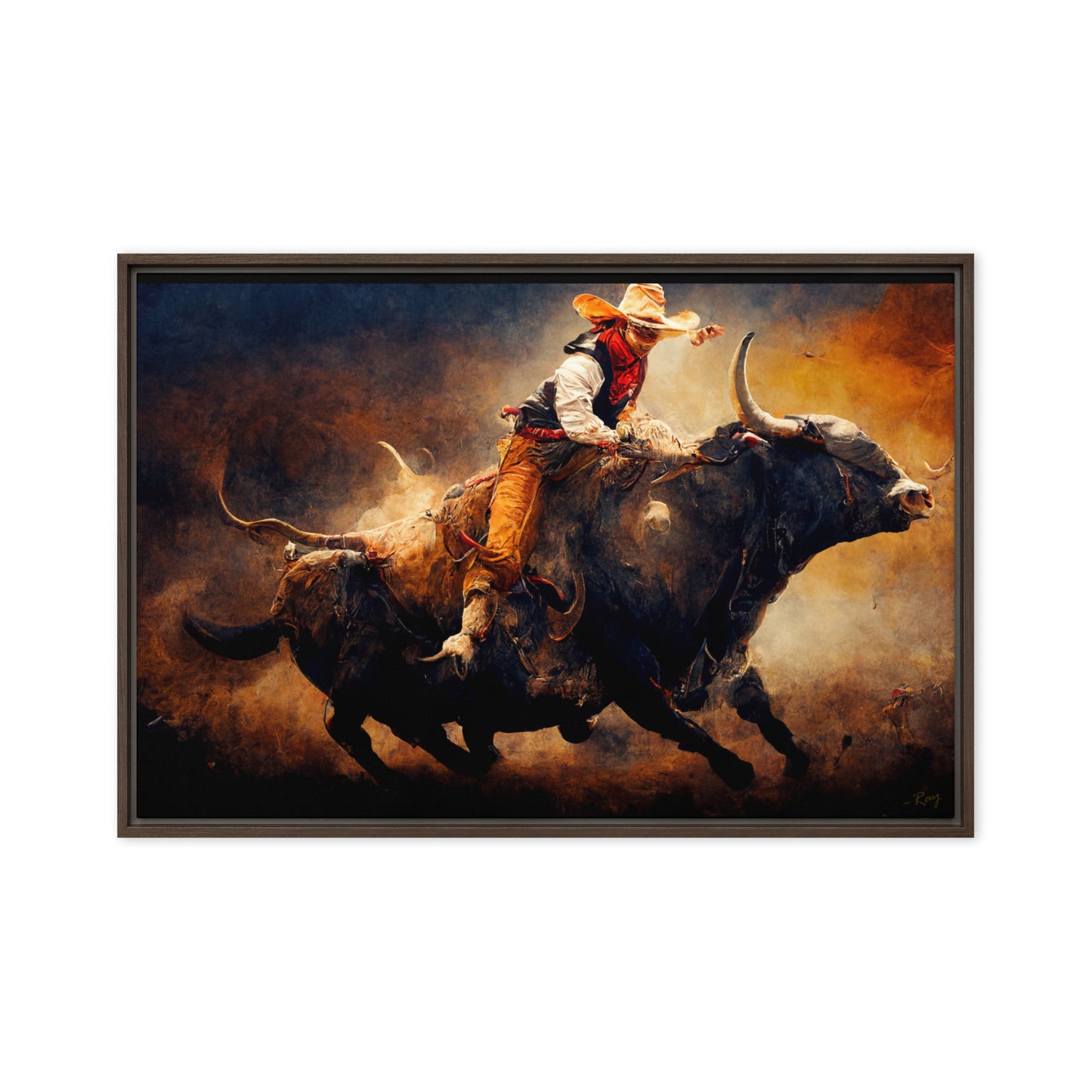 Blazing Bull ~Framed Canvas