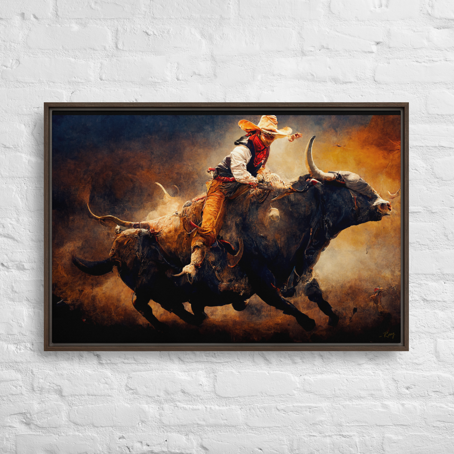 Blazing Bull ~Framed Canvas